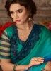 Blue Green Shaded Art Silk Chiffon Saree
