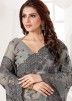 Embroidered Grey Saree With Blouse