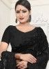 Black Embroidered Net Saree With Blouse