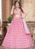 Pink & White Bandhani Printed Satin Designer Readymade Lehenga Online
