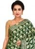 Woven Pure Silk Green Saree With Blouse