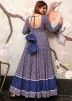 Blue Readymade Flared Gown With Digital Print
