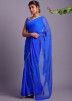 Bandhej Printed Blue Saree With Blouse