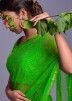Green Chiffon Bandhej Printed Saree