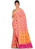 Pink Woven Pure Silk Bridal Saree With Blouse