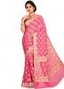 Pink Pure Silk Woven Bridal Saree With Blouse