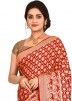 Red Pure Silk Woven Bridal Saree With Blouse