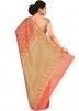 Peach Pure Silk Woven Saree With Blouse