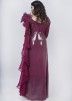 Maroon Readymade Embellished Gown In Georgette