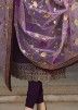 Dark Purple Embroidered Georgette Salwar Suit