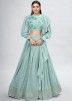 Blue Embroidered Lehenga In Georgette