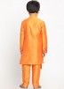 Orange Kids Readymade Kurta Pajama In Silk