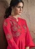 Rani Pink Readymade Gown Style Salwar Kameez 