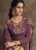 Purple And Beige Twin Layered Readymade Salwar Kameez