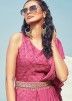 Readymade Pink Sequined Gown With Attached Dupatta