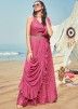 Readymade Pink Sequined Gown With Attached Dupatta