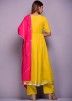 Yellow Readymade Flared Cotton Pant Suit