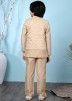 Cream Kids Readymade Asymmetric Kurta Pajama Set
