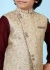 Readymade Beige Nehru Jacket In Angrakha Style