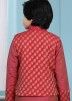 Red Readymade Nehru Jacket With Woven Work