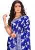 Blue Woven Pure Banarasi Silk Saree With Blouse