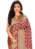 Maroon Pure Banarasi Silk Woven Bridal Saree