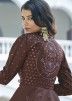 Brown Sequins Embroidered Readymade Jacket Style Gown