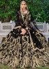 Black Heavy Blouse Embroidered Saree In Velvet