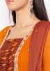 Readymade Orange Embroidered Flared Pant Suit