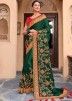 Buy Green Embroidered Satin Heavy Border Indian Sarees Online USA