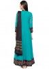 Readymade Turquoise Front Slit Suit With Dupatta