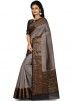 Grey Woven Pure Banarasi Silk Saree With Blouse