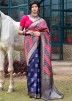 Multicolor Banarasi Silk Half N Half Woven Saree With Blouse