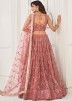 Dusty Pink Net Lehenga Choli In Sequins Embroidery