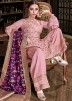 Light Pink Satin Embroidered Palazzo Suit