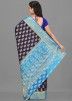Navy Blue Kanjivaram Silk Woven Saree With Blouse