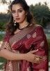 Maroon Woven Art Banarasi Silk Saree With Blouse