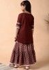 Maroon Readymade Kids Printed Suit With Sharara
