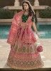 Pink Embroidered Banarasi Silk Lehenga Choli Set