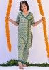 Angrakha Style Green Pant Salwar Kameez For Kids
