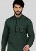 Readymade Art Silk Pathani Suit In Green