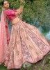 Pink Zari Woven Lehenga Choli In Art Silk