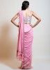 Pink Pre-Stitched Ruffled Saree With Embellished Blouse