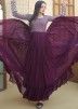 Purple Zari Embroidered Gown In Georgette