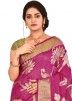 Magenta Pure Banarasi Silk Woven Saree With Blouse