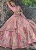 Pink Embroidery Bridal Lehenga Choli In Viscose