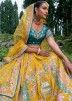 Yellow Embroidered Viscose Bridal Lehenga Choli Set