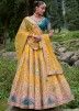 Yellow Embroidered Viscose Bridal Lehenga Choli Set Online USA 