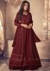Shop Maroon Embroidered Kurti Lehenga In Georgette at the best prices