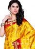 Yellow Woven Kanjivaram Silk Saree With Blouse
